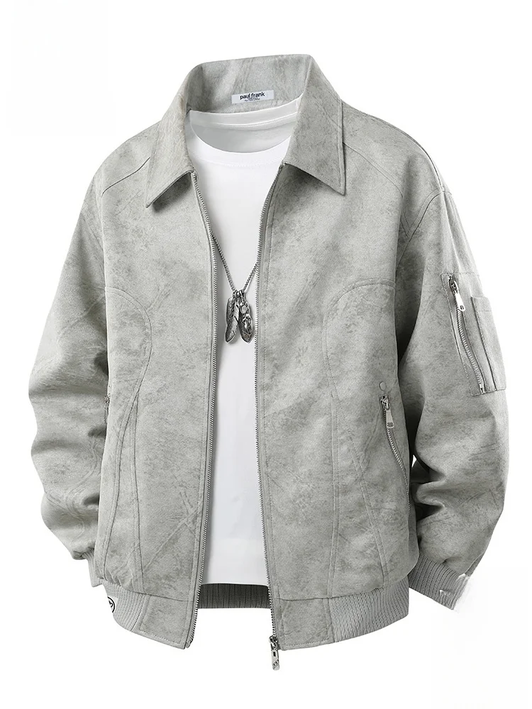 

Мужская куртка Paul Frank в стиле ретро с эффектом тай-дай и воротником, свободного кроя, повседневная верхняя одежда, осенняя новинка, пальто Paul Frank Monkey King