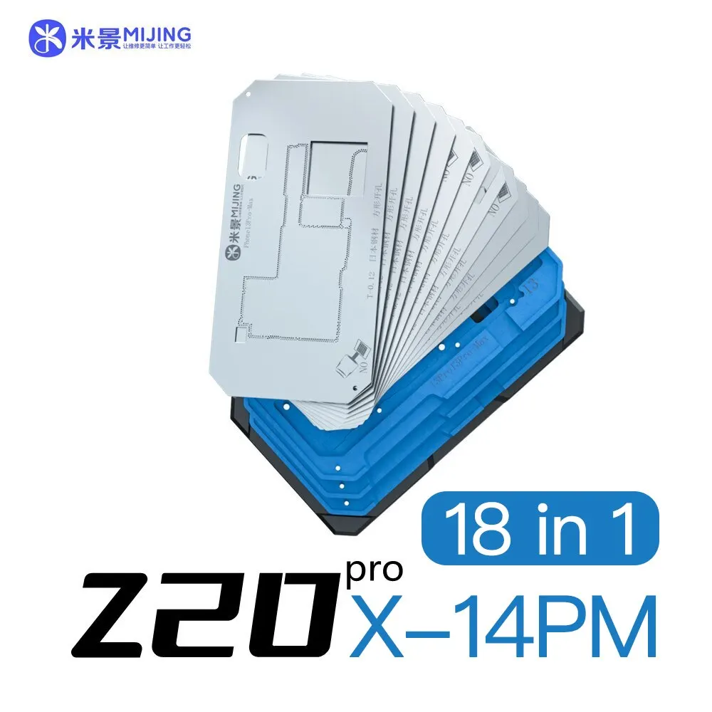 

MJ Z20 PRO 18 IN 1 Middle Layer BGA Reballing Stencil Platform Fixture for iPhone X-14 Pro Max Motherboard Soldering Repair Tool