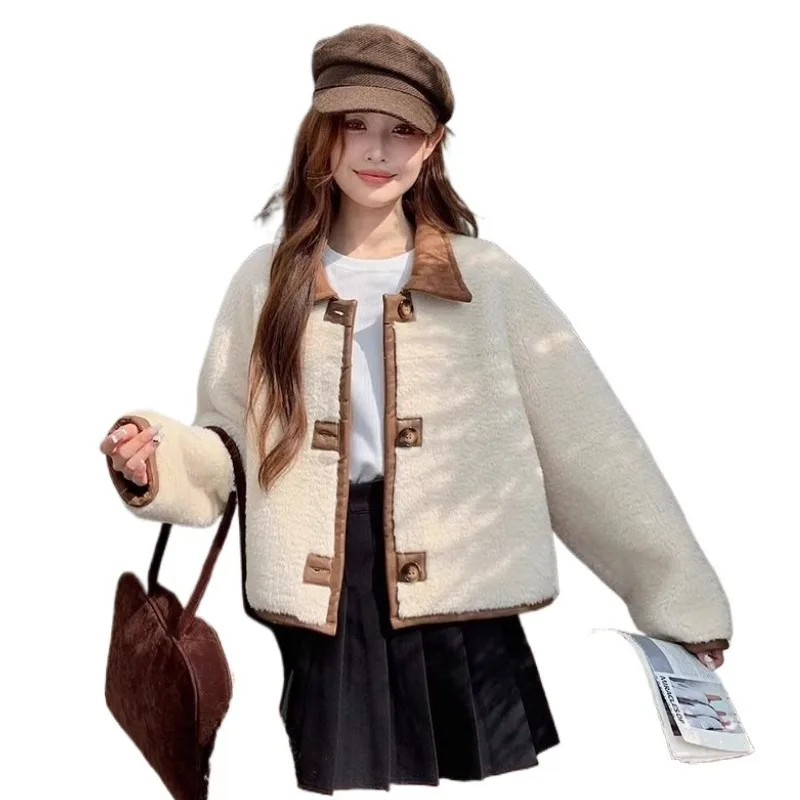 

Double-sided Wearable Suede Top Women's Spring and Autumn New Small Winter Velvet Thickened Lamb Wool Coat Anti-aging Wonder