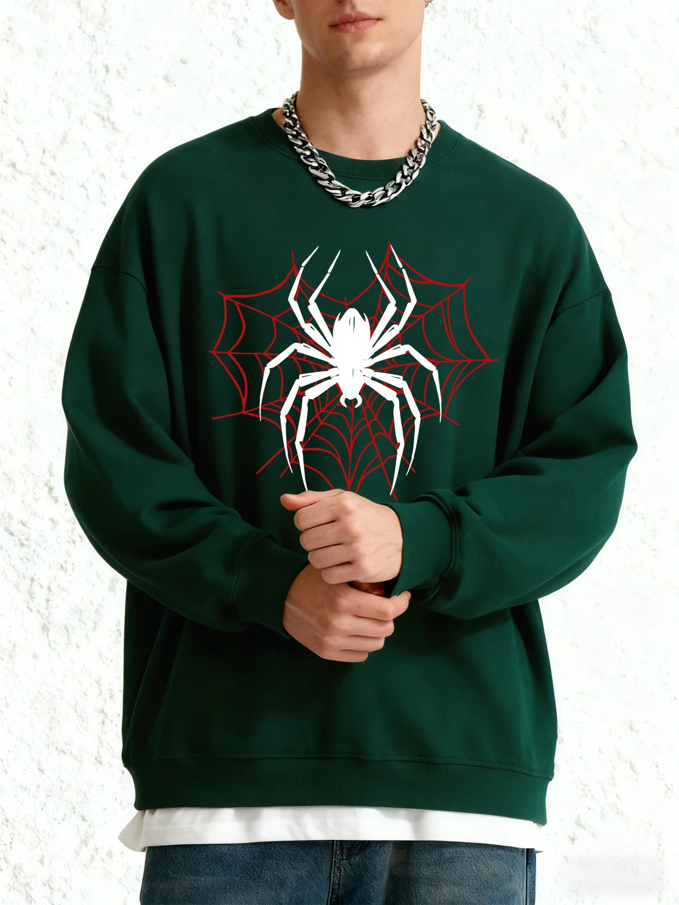 العناكب على شبكة العنكبوت المطبوعة الرجال البلوز الخريف عارضة البلوز الملابس العصرية في الهواء الطلق أعلى كبيرة الحجم الشارع الشهير كل مباراة #1