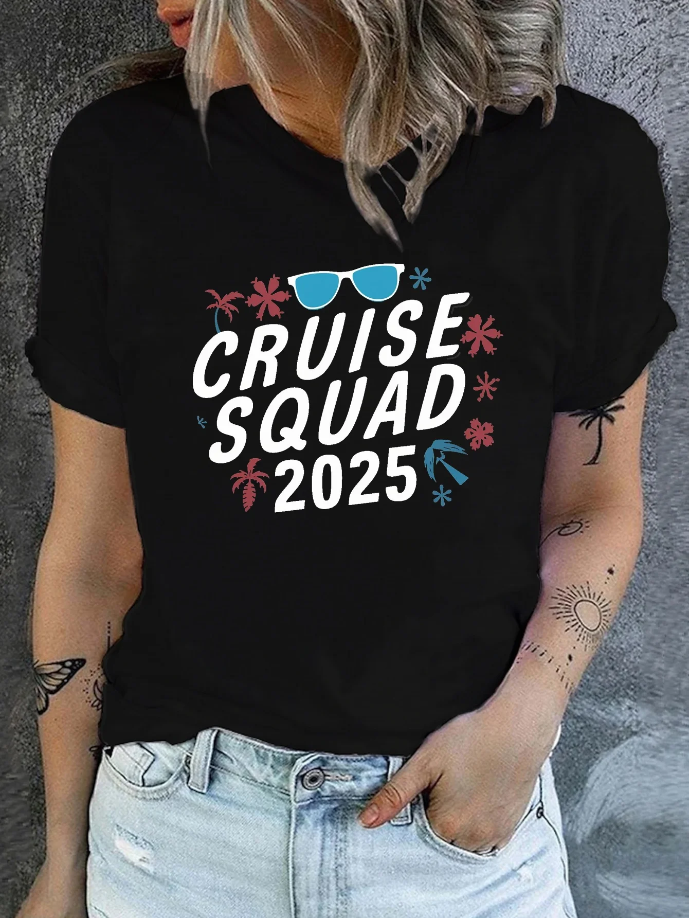 

Cruise Squad Printed T-shirt short sleeve round neck casual T-shirt spring and summer women's clothing