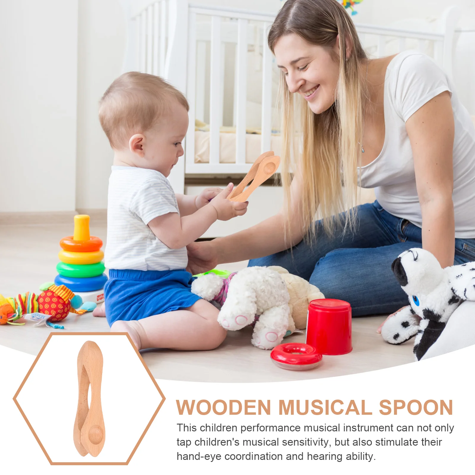 Musical Folk Spoons Toy Wood Percussion Instrument Natural Child Wooden Children Performance