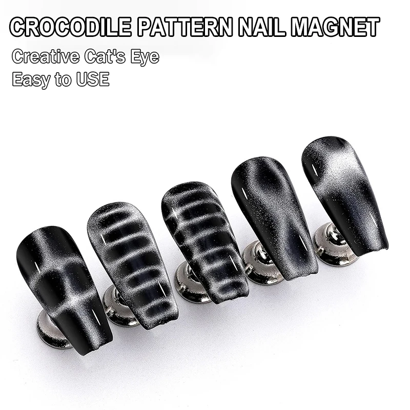 Crocodile Pattern Nail Magnet Nail Art Cat Eye Snake Skin Wave Geometric Nail UV Attraction Magnets Set 12pcs Manicure DIY Tool