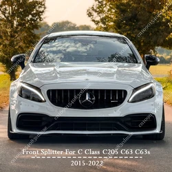 5Pcs Front Bumper Lip Diffuser Spoiler Splitter For Mercedes-Benz C Class C205 Coupe C63 C63s AMG 2015-2022 Gloss Black Body Kit