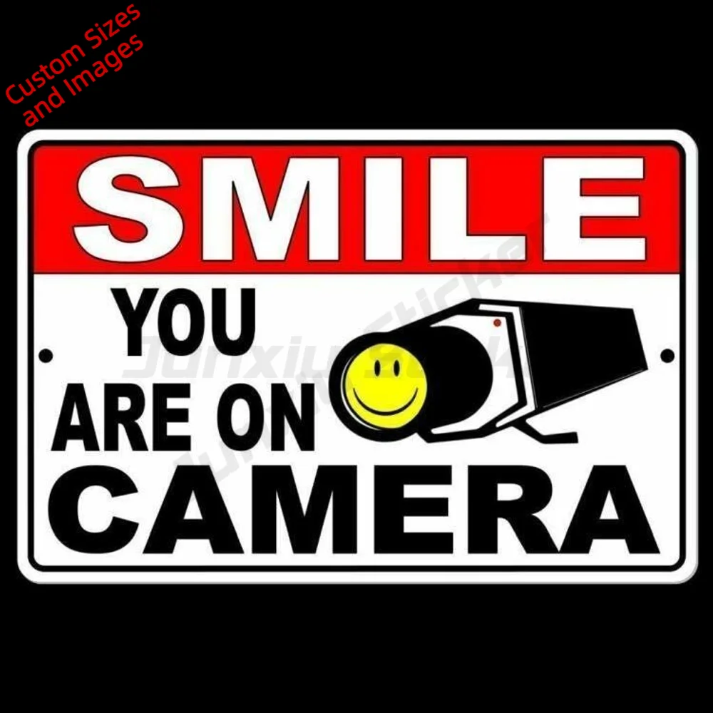 Smile You Are On Camera PVC Sticker For Front Door Waterproof UV Resistant For Indoor And Outdoor Use Decal Property Notice