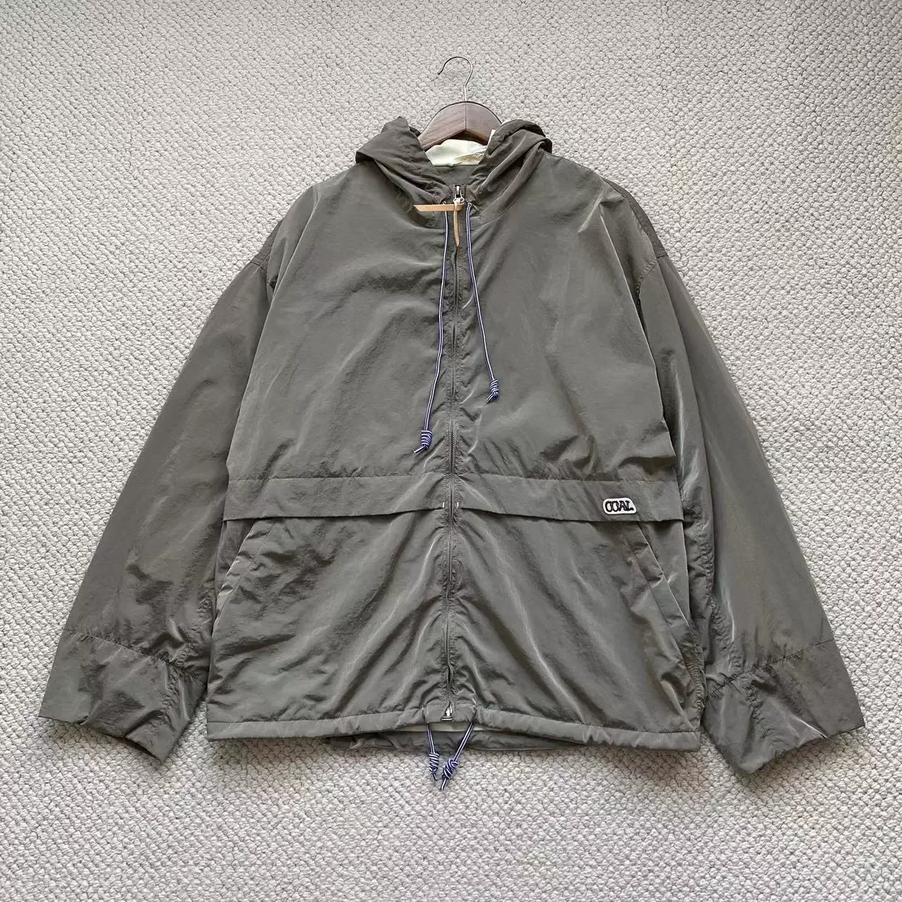 nanamica 24ss metallic taffeta hooded zipper jacket Japanese loose waterproof nylon sailing jacket