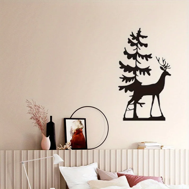 Squirrel And Elk Pattern Hanging Picture, Metal Craft Product, Outdoor Garden Wall Decoration, Metal Wall Art, Lobby Wall Decor