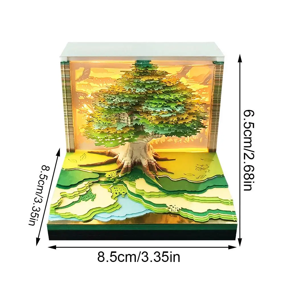 3D Creative Tree House Shape Hand-tearable Note Paper Carving Desktop Decoration With Lights 2025 Weekly Calendar Artwork