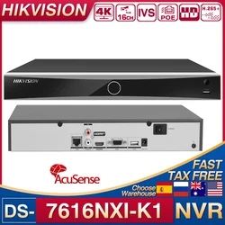 Hikvision 16-ch 1U K Series H.265+ 1SATA AcuSense 4K NVR DS-7616NXI-K1 APP Live View and playback Remote Network Recorder