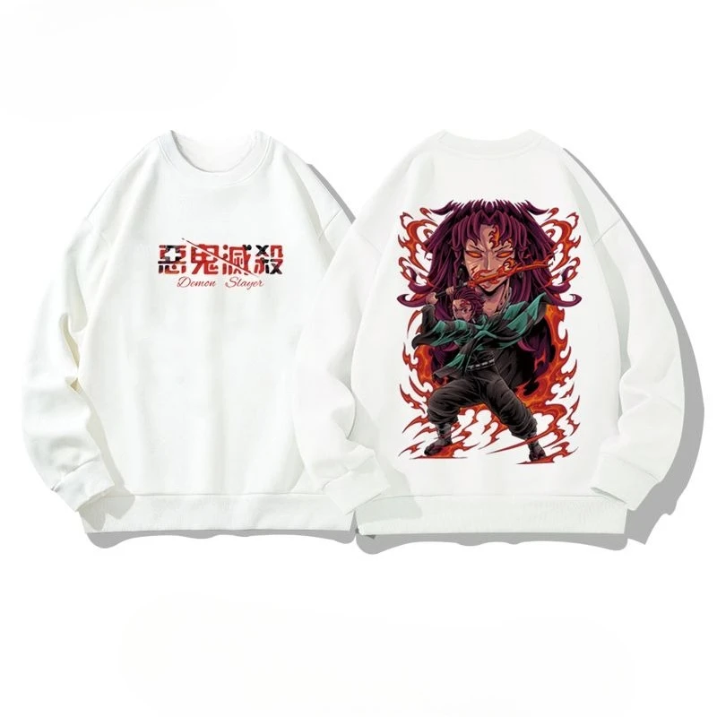 T-shirt à manches longues et col rond pour hommes, haut décontracté grande taille, vêtements liés à l'anime, Demon Slayer Blade, Charcoal Jiro