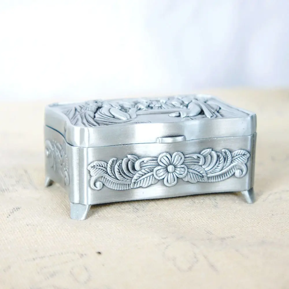 Electroplating Metal Jewelry Box Vintage Simple Jesus Storage Case Large Capacity Christian Trinket Box Necklace Box