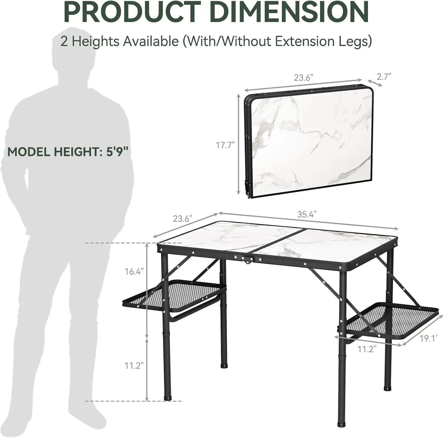 Titanker-Mesa De Acampamento Dobrável, Mesas De Piquenique Portáteis, Mesas De Acampamento Dobráveis, Espaço Lateral Extra, Pátio Ao Ar Livre, 3ft, 50%