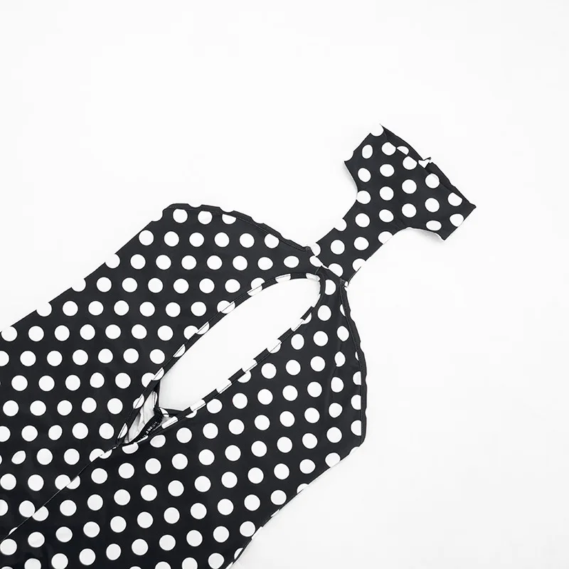 Polka-Dot-Print Jumpsuit für Damen, 1-teiliger Playsuit, Sexy Trendiger Rückenfreier Ärmelloser Neckholder-Romper mit Cut-Outs, Figurbetonter Coquette Midnight Club Einteiler – Detail 9