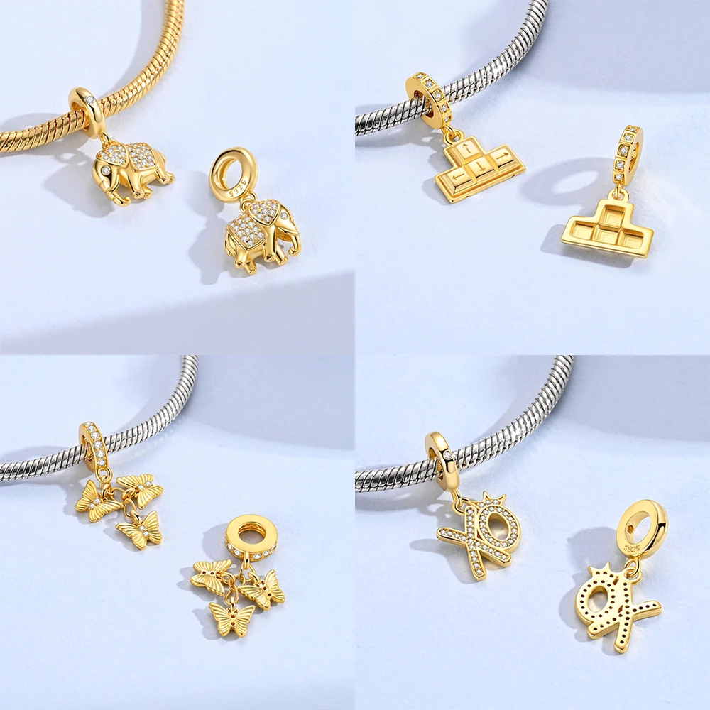 925 Sterling Silver Gold Plated Sun Charms Beads Fit Original Bracelets Bag Keychain Charms Beads Pendant Diy Women Jewelry Gift view 4