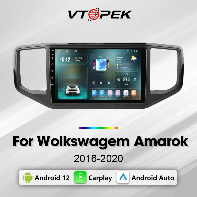 Vtopek Auto Magneto 2DIN для Volkswagen Amarok 1 2016-2020, мультимедийный видеоплеер с 4G Wi-Fi GPS Carplay