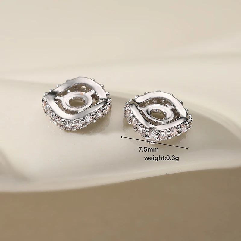 Wave Spacer Beads for DIY Chain Bracelet Necklace Jewelry Making Acccessories Cooper Zircon Gold Plated Loose Beads