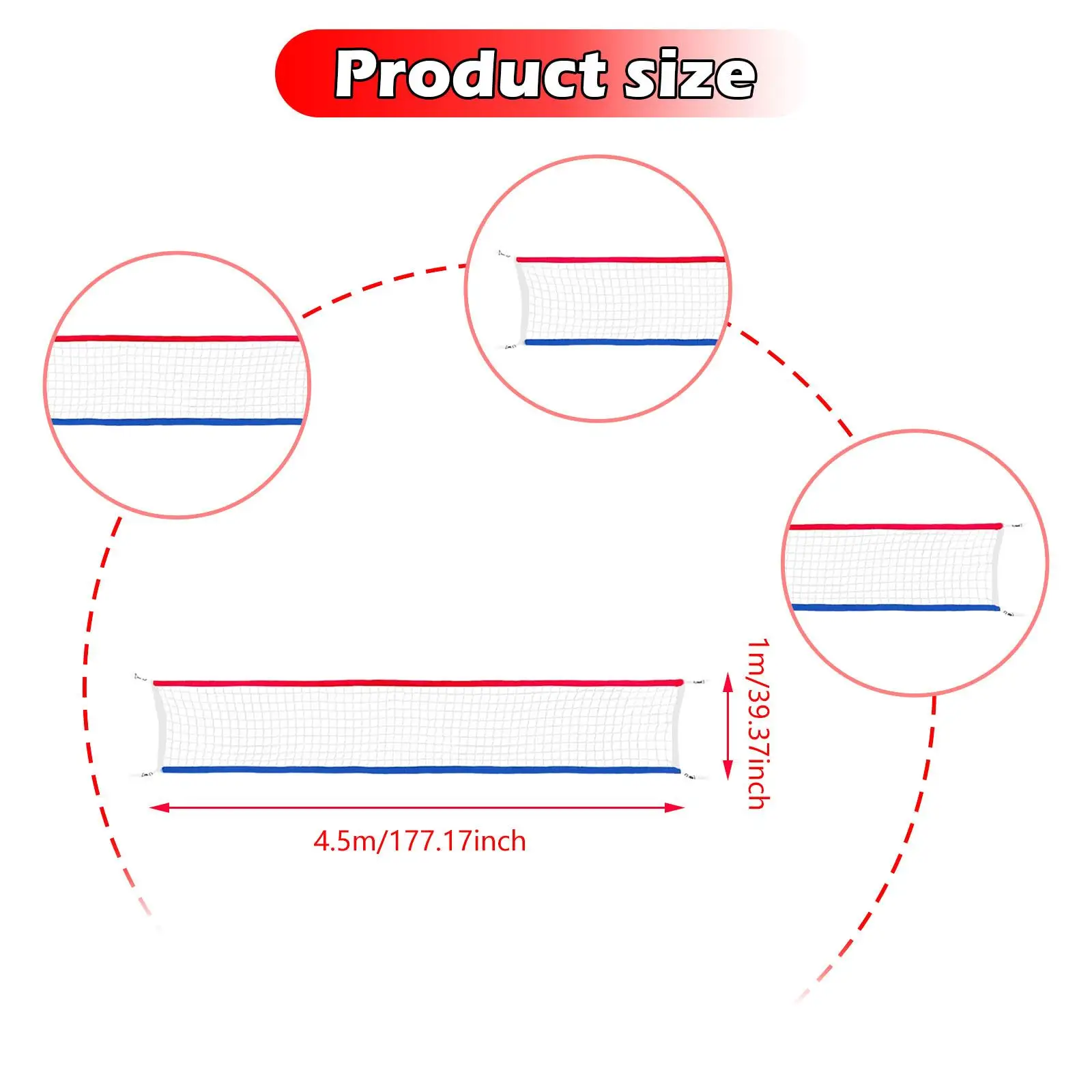 Red de voleibol portátil, resistente a la intemperie, plegable, para entrenamiento con bolsa de transporte, red de pelota de voleibol para parque, césped, interior, exterior, playa, patio trasero