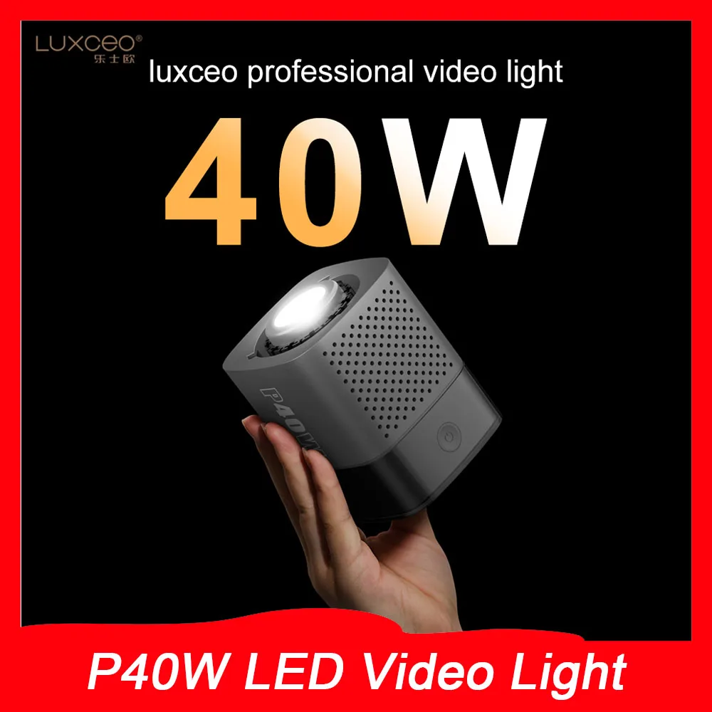 LUXCEO LED Video Light 40W Bi-Color COB Photographic Studio Light 2500K-6500K 5000mAh for Live Streaming Commercial Photography