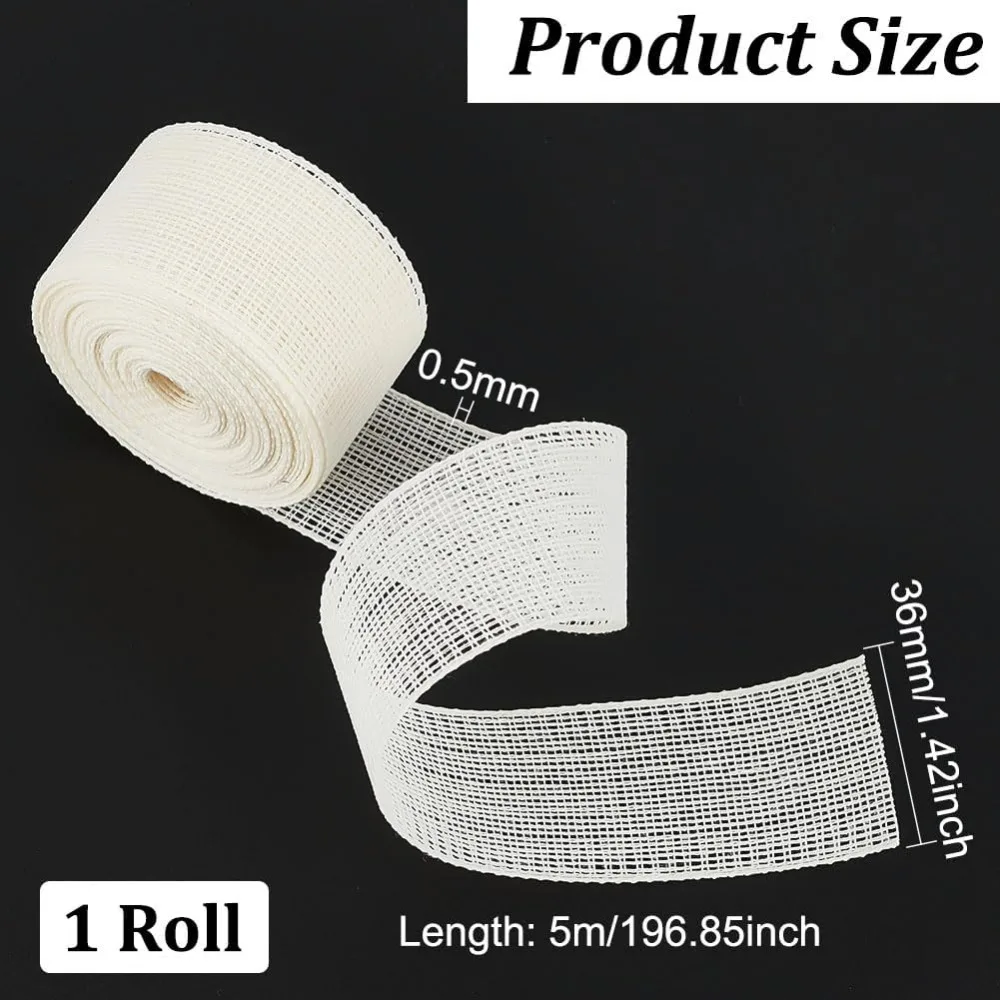 5.5Yards Horsehair Braid Trim, 1.4Inch Hem Sawing Fabric, Polyester Boning, Tearable Hemming Fabric for Suits, Trousers,