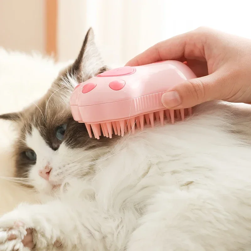 2024 Multifunctional Rotating Cat Grooming Steamer Brush Pet Hair Removal Spray Massage Comb 3 In1 Self Cleaning Steam Cat Brush