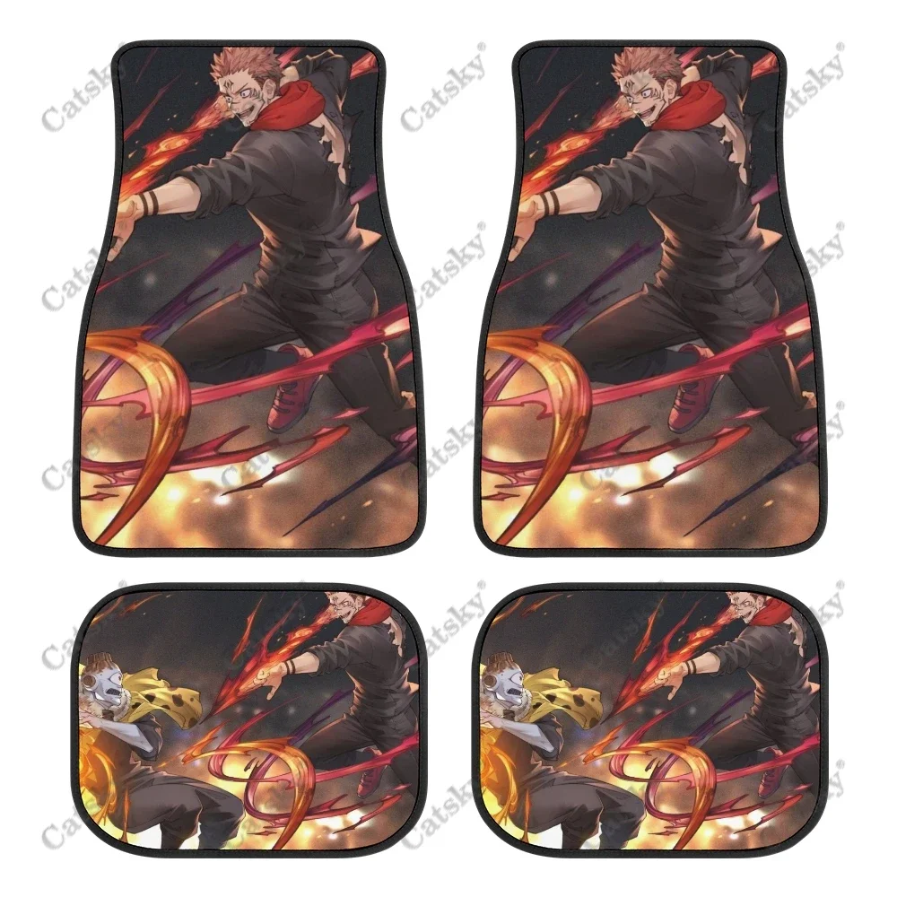 Anime Jujutsu Kaisen Yuji Itadori Automotive Interior Anti-Slip Floor Mat Rubber Car Floor Mats Heavy Dust Durable Foot Carpets