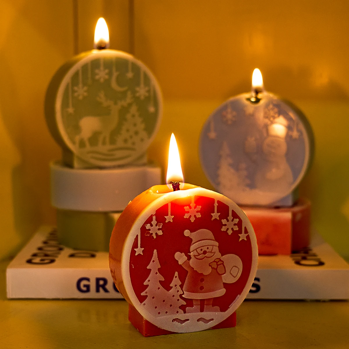 Palla di natale stampo per candele in Silicone fai da te albero di babbo natale alce pupazzo di neve gesso cristallo resina epossidica stampo