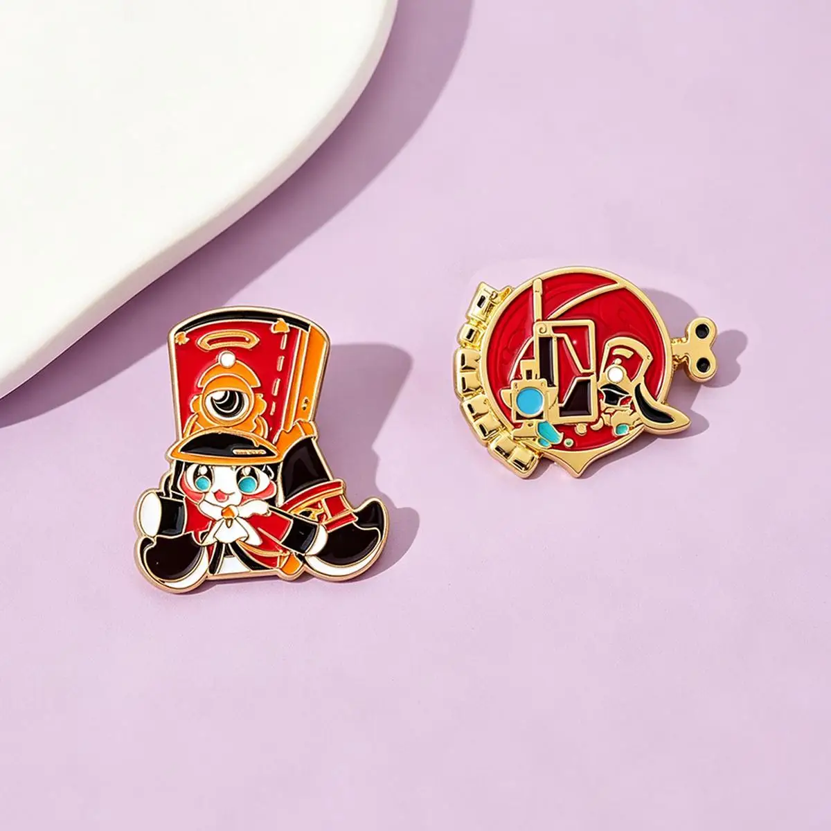 2Pcs/Set Game Honkai Star Rail Pom-Pom Enamel Brooch Cartoon Character Lapel Metal Badge Cosplay Clothing Accessories Fan Gifts