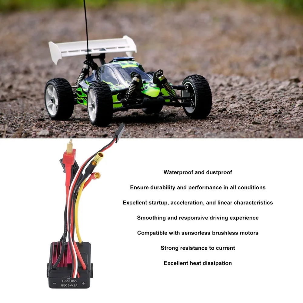 Durable 35A Brushless ESC Dust-Proof Waterproof Electronic Speed Controller Red RC Car ESC For RC Vehicle