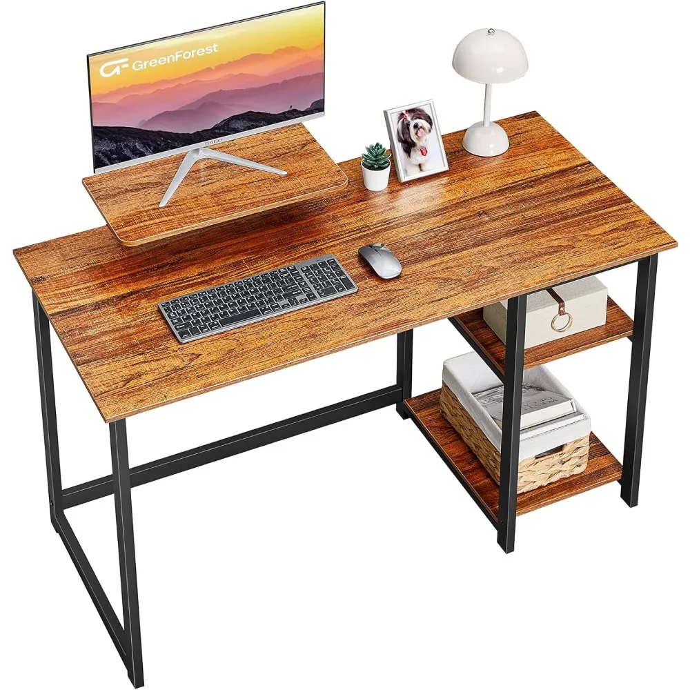 Computer Desk with Monitor Stand,39 inch Small Desk with Reversible Storage Shelve,Home Office Work Desk for Small Spaces,