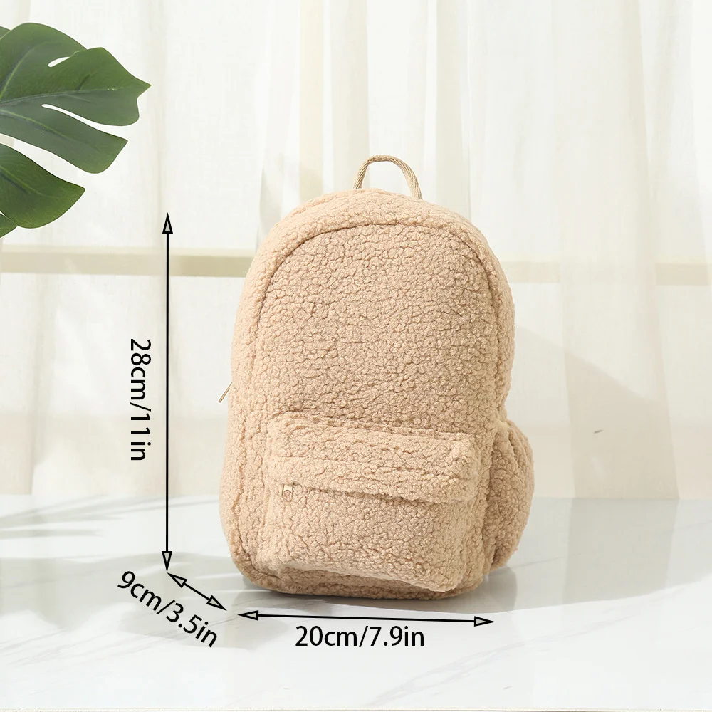 Fleece Backpack For Toddle Kids Soft Sherpa Schoolbag For Students Back To School Lightweight Book Bag