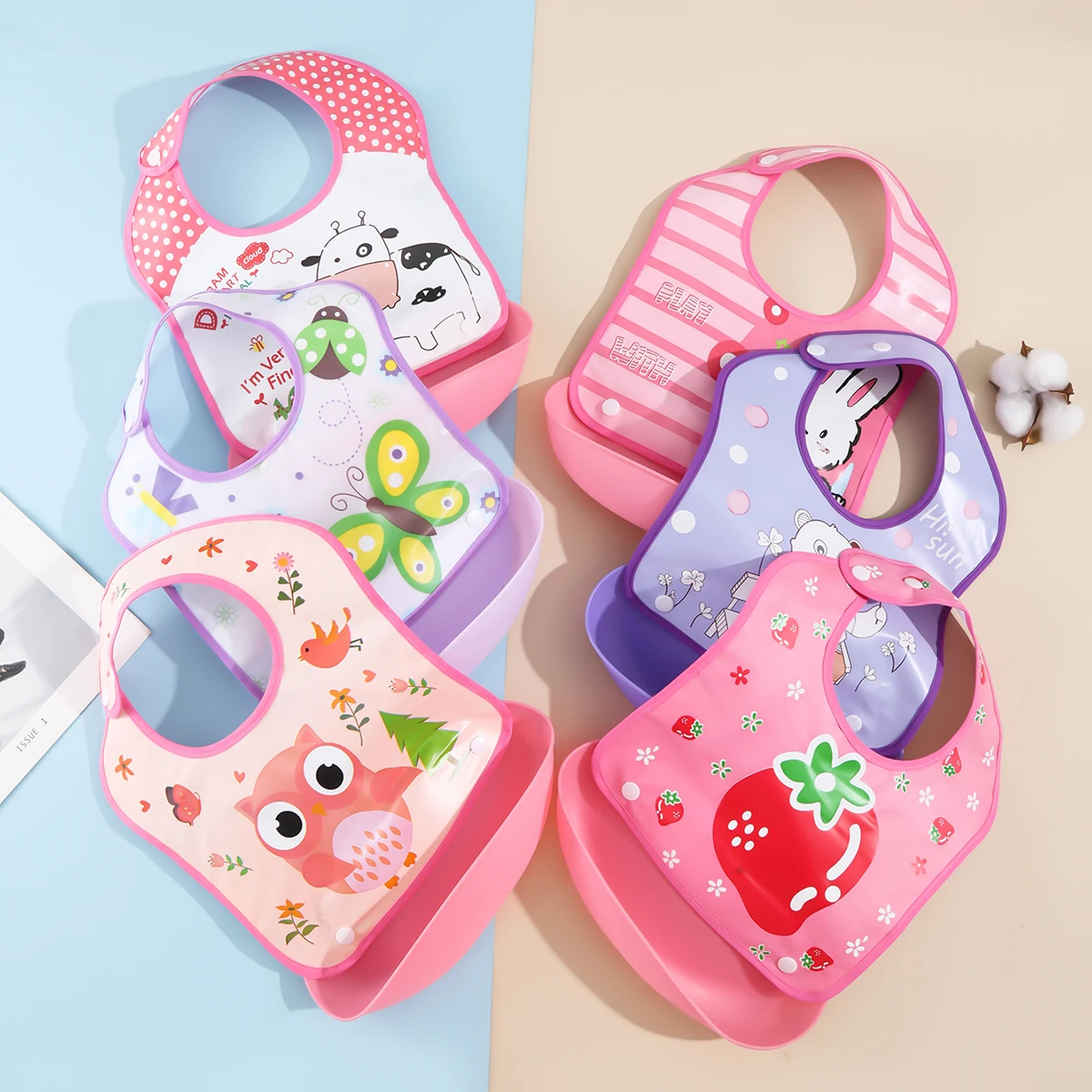 유아용 식품 턱받이, 방수 턱받이, 입체 분리형, 어린이 타액 주머니