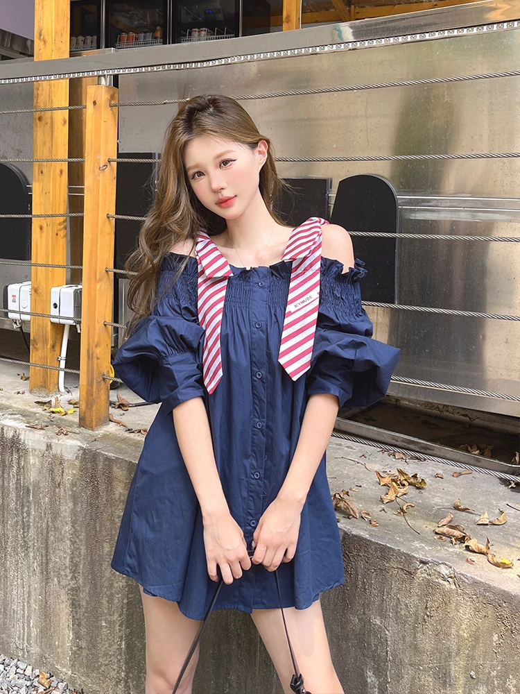 

Длинная свободная юбка-сарафан IcyNude Store для женщин, новая модель, на одно плечо, с завышенной талией, из смесового хлопка