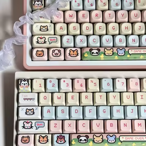 95/118 Keys Pixel Paradise Keycaps Game Cute Chreey/MOA Highly Sublimated High-value Gifts Custom Mechanical Keyboard Keycaps