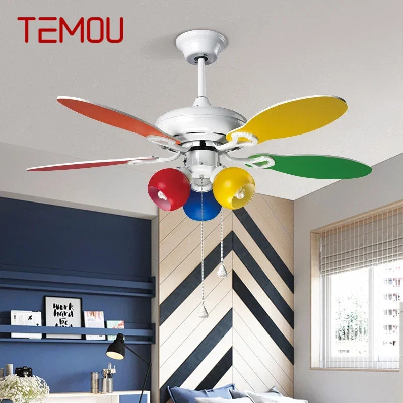 

TEMOU Nordic LED Fan Light Modern Minimalism Restaurant Living Room Study Ceiling Fan Light Remote Electric Fan Light