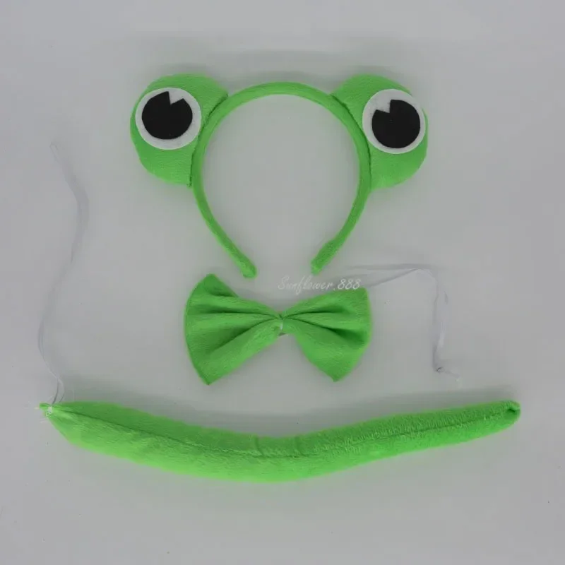 Erwachsene Kinder Plüsch Junge Tier Kaulquappe Grüner Frosch Stirnband Fliege Schwanz Pfoten Geburtstag Party Cosplay Kostüm Halloween Weihnachten