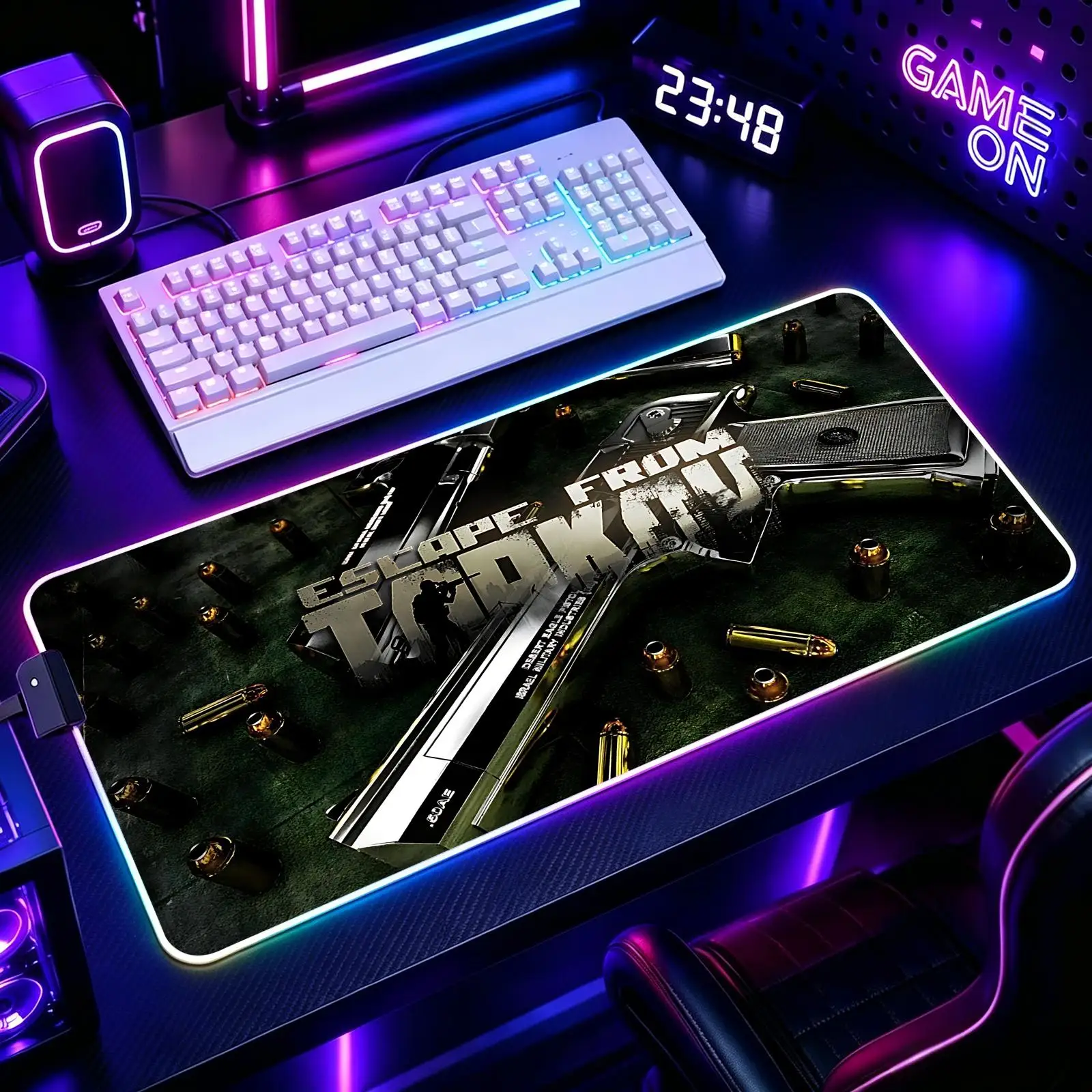 Game Leave Tarkovs  Mouse Pad RGB Color Changing Gaming Mouse Pad, Stitched Edges, XXL Large Keyboard Desk Mat