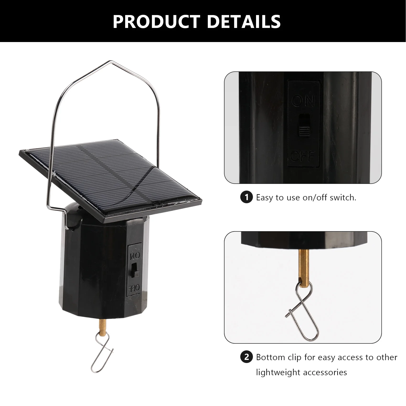 BHBD-Solar Hanging Display Motor Rotating Small Motor Solar Energy Wind Spinner Motor Multi-Purposes Rotatable Hook 2Pcs