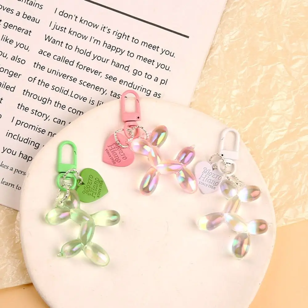 Personality Dazzling Colors Jelly Balloon Puppy Keychain Love Pendant Dog Cartoon Puppy Pendant Korean Style Trinket Decoration