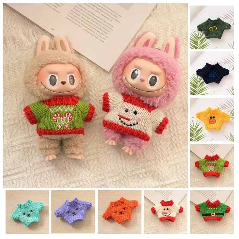 Mini Plush Doll'S Clothes Outfit Accessories for Korea Kpop Labubu V2 Idol Sit Down Party Christmas Cookie Man Love Hat Clothing