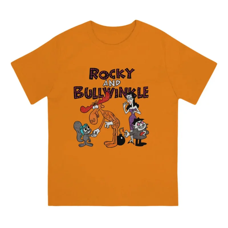 Jay Ward Cartoons Rocky Bullwinkle Natasha Men's  100% Cotton T-Shirts Round Neck Rocky And Bullwinkle With Friends Tees Short