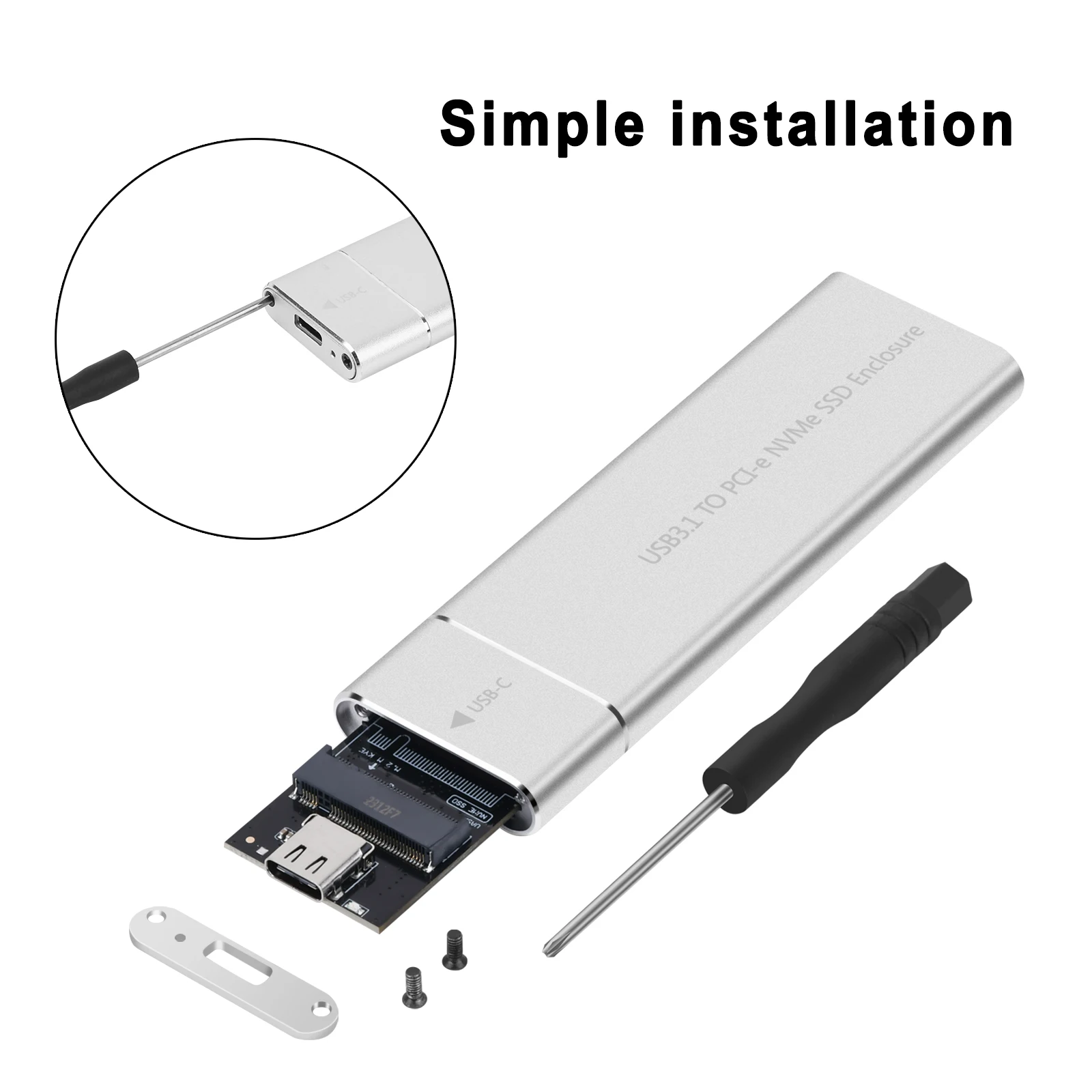 Samget M.2 NVMe โซลิดสเตทไดรฟ์2230/2242/2260/2280 M.2ไปยัง USB C เคส10Gbps Type A + Type C สำหรับ M/M + B คีย์
