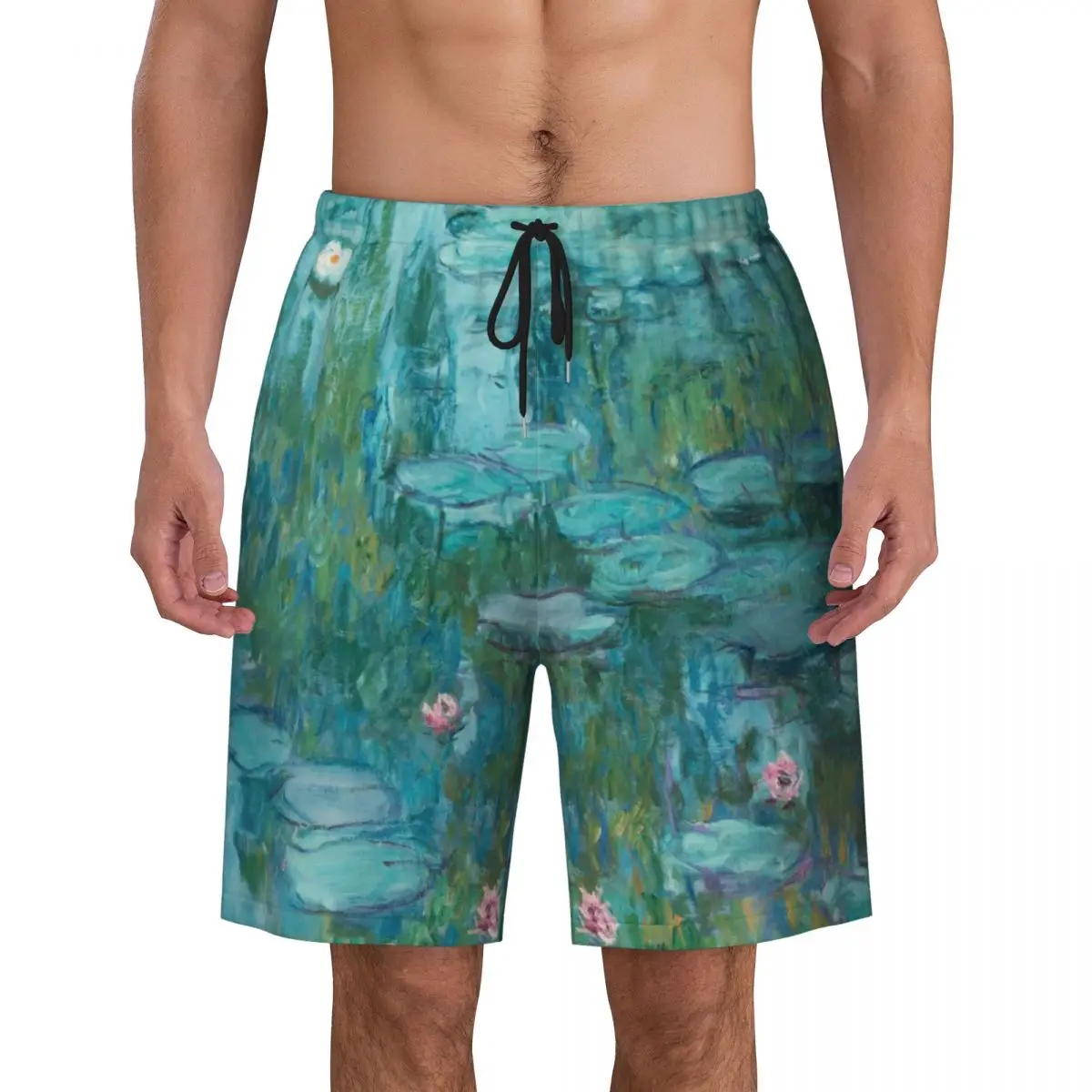 Claude Monet Quick Dry Swim Trunks para Homens, Praia Board Shorts, Pinturas De Jardim, Natação Boardshorts, Lírios De Água Swimwear