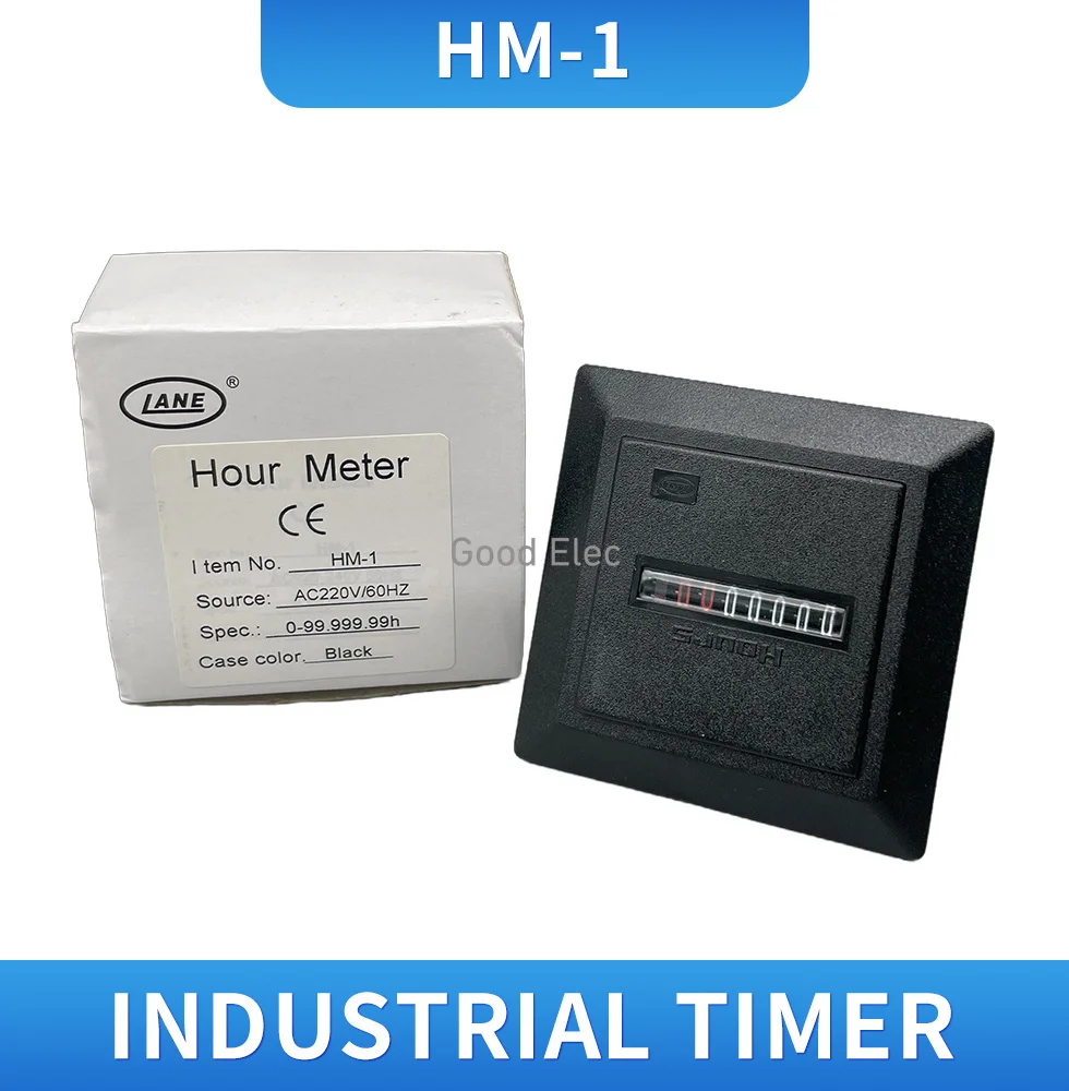 1PCS HM-1 Black register disply AC220-240V 50HZ AC380V60HZ 0-99,999.99H Mechanical Hour Meter