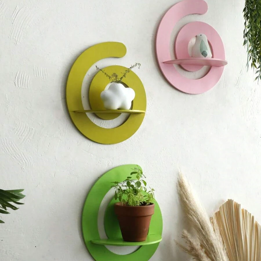 Présentoir mural flottant en cristal à fleurs, style Boho, pour chambres à coucher, salon, nuage, étagères murales en bois, décoration de la maison