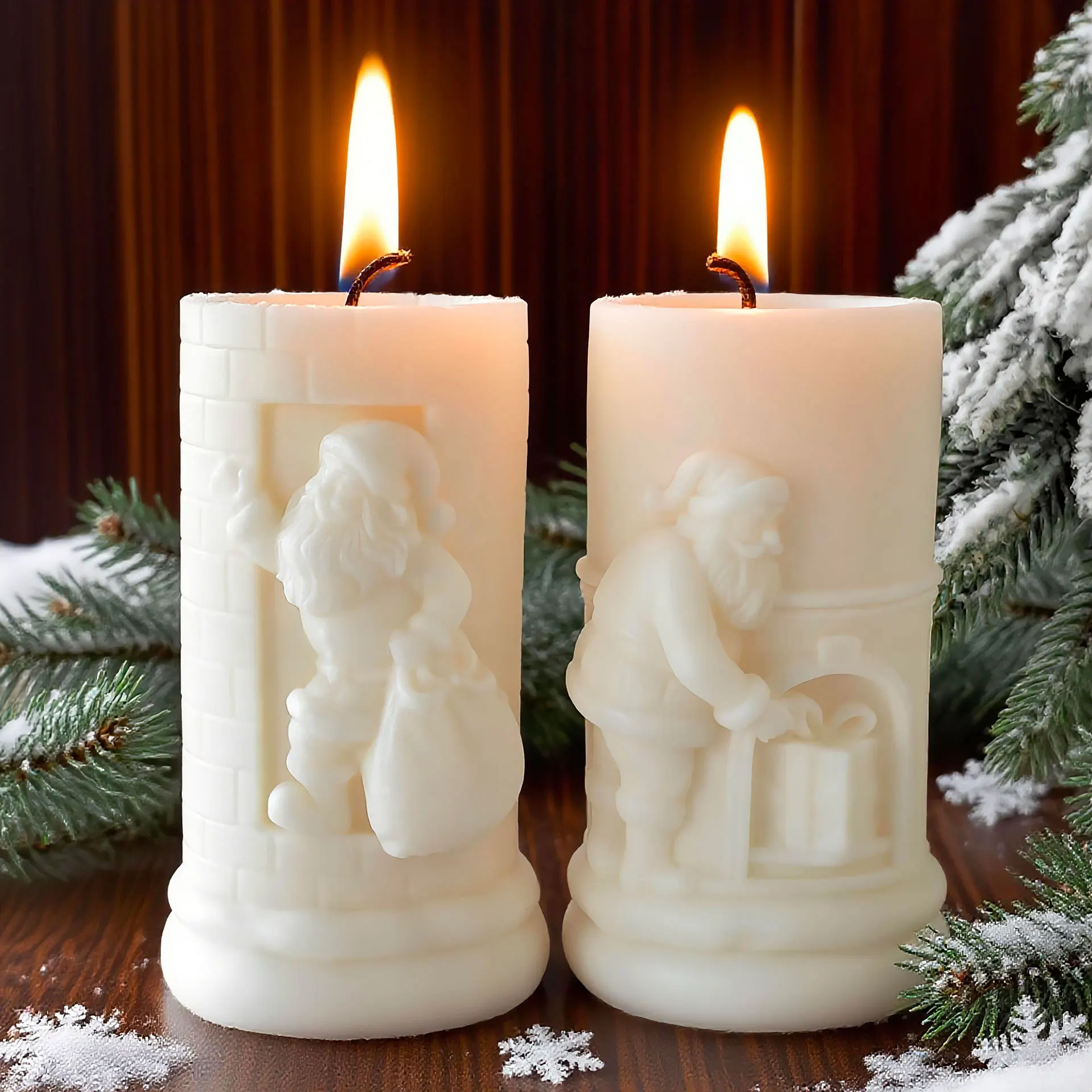 

Santa Claus Relief Cylindrical Candle Silicone Mold 3D Handmade Soap Resin Gypsum Molds Christmas Gift