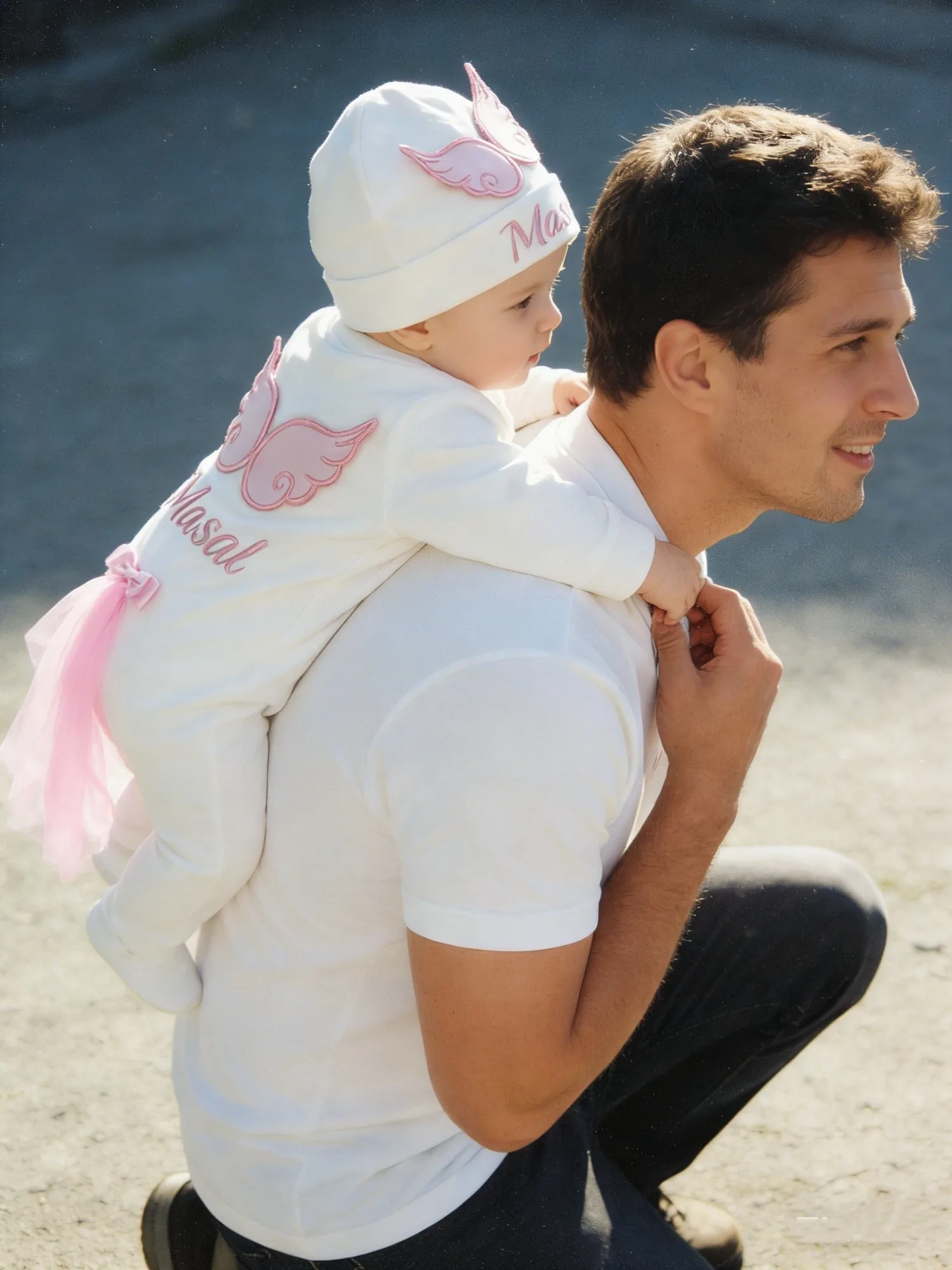 Newborn Girl Angel Outfit Box - White Pink Wings Onesie for 100 Days