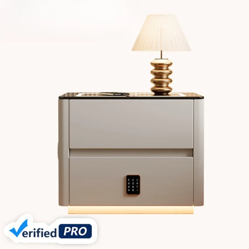 Jinshan New Light Luxury High-end Feel Modern Password Lock Bedside Table MDF Bedroom Bedside Table
