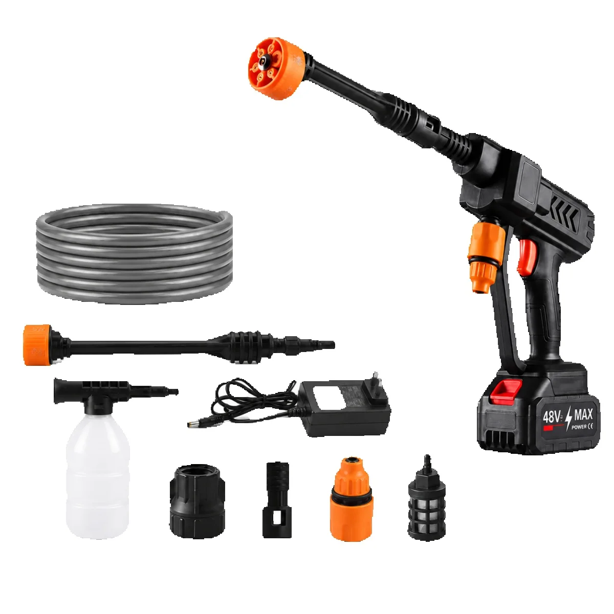 Tragbare manuelle Wasserpistole mit Handpumpen-Sprüher, geeignet für Autowäsche und die Reinigung von Garten- und Zaunflächen im Freien.