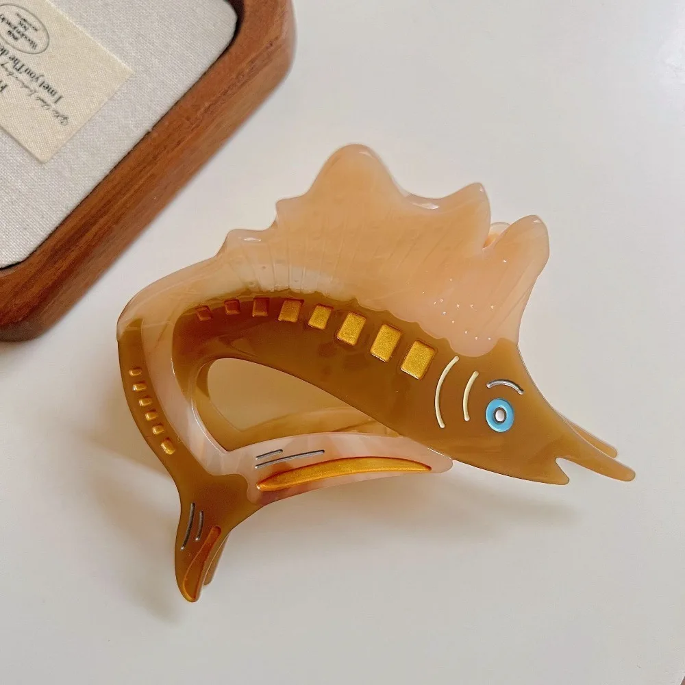 

Fish Tuna Hair Claw Korean Style Acetic Acid Acetate Ocean Tunny Hair Clip Cartoon Creative Marine Organisms Shark Clip Daily