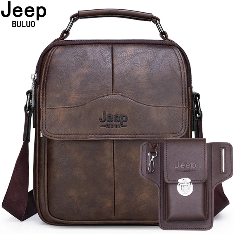 JEEP BULUO New Men Crossbody Bag Shoulder Bags Multi-function Men Handba Large Capacity Split Leather Bag For Man Messenger Bag